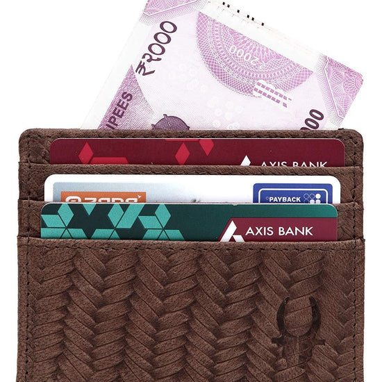 WildHorn Old River Men’s High Quality Distress Hunter Leather Brown Card Holder - WILDHORN