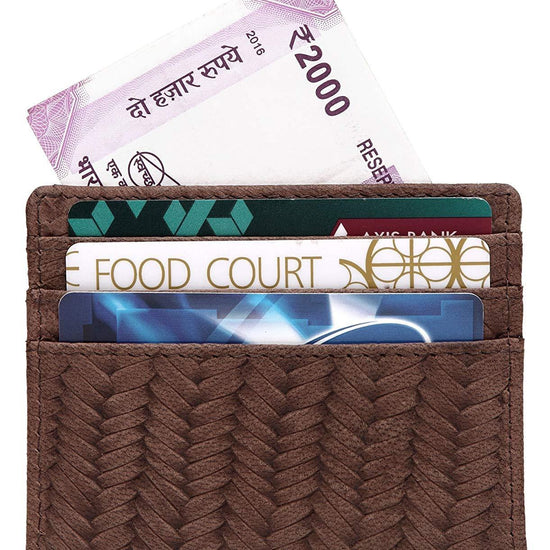 WildHorn Old River Men’s High Quality Distress Hunter Leather Brown Card Holder - WILDHORN