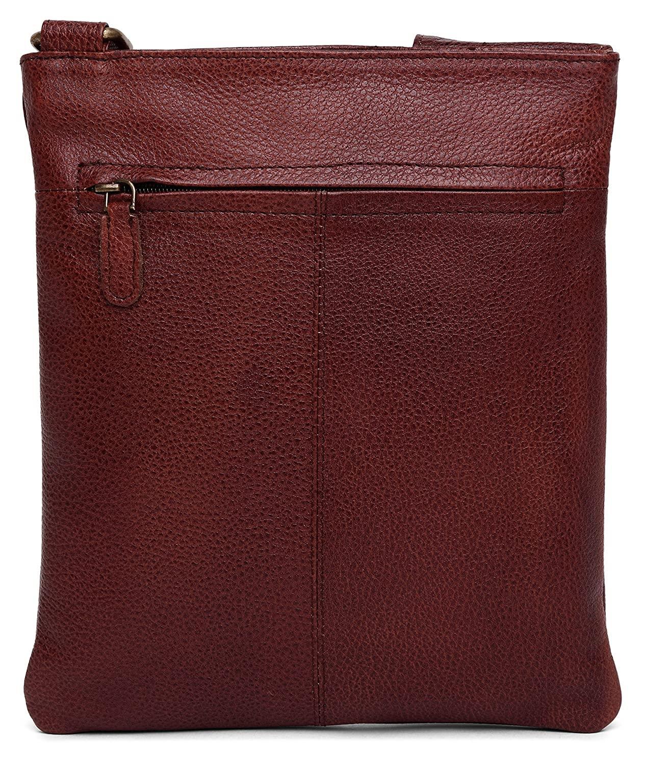WILDHORN® Leather 8.5 inch Sling Messenger Bag for Men I Multipurpose Crossbody Bag I Travel Bag with Adjustable Strap I Utility Bag I DIMENSION : L-8.5 inch W-0.5 inch H-10.3 inch (Tan Nappa) - WILDHORN