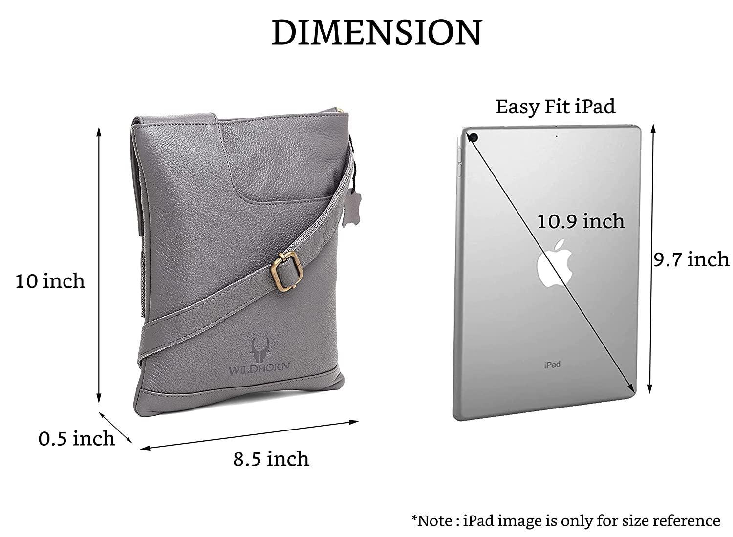 WILDHORN® Leather 8.5 inch Sling Messenger Bag for Men I Multipurpose Crossbody Bag I Travel Bag with Adjustable Strap I Utility Bag I DIMENSION : L-8.5 inch W-0.5 inch H-10.3 inch (Tan Nappa) - WILDHORN