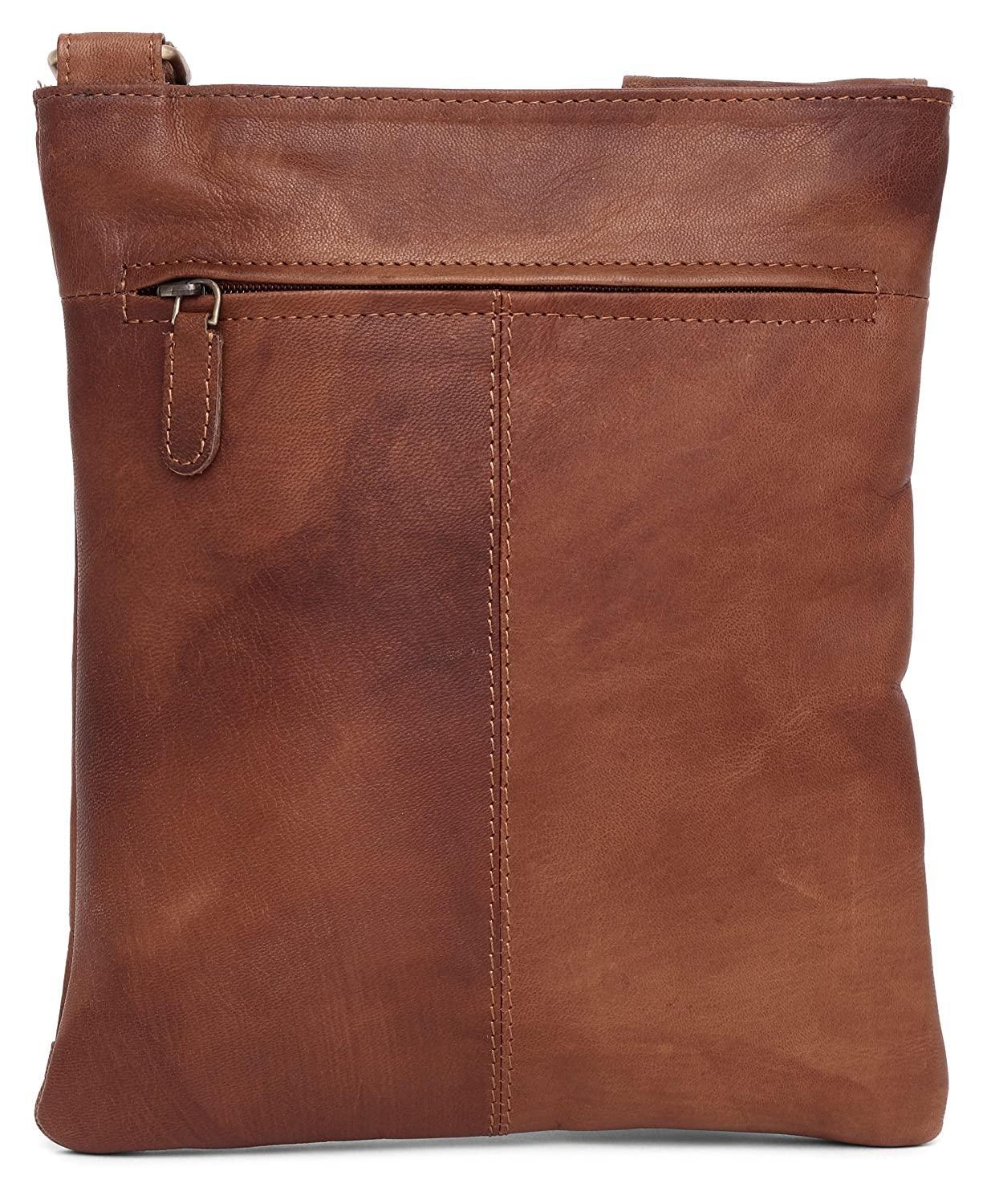 WILDHORN® Leather 8.5 inch Sling Messenger Bag for Men I Multipurpose Crossbody Bag I Travel Bag with Adjustable Strap I Utility Bag I DIMENSION : L-8.5 inch W-0.5 inch H-10.3 inch (Tan Nappa) - WILDHORN