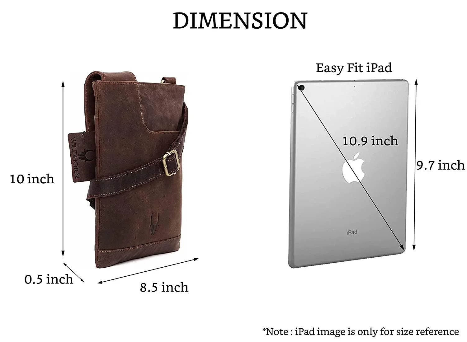 WILDHORN® Leather 8.5 inch Sling Messenger Bag for Men I Multipurpose Crossbody Bag I Travel Bag with Adjustable Strap I Utility Bag I DIMENSION : L-8.5 inch W-0.5 inch H-10.3 inch (Tan Nappa) - WILDHORN