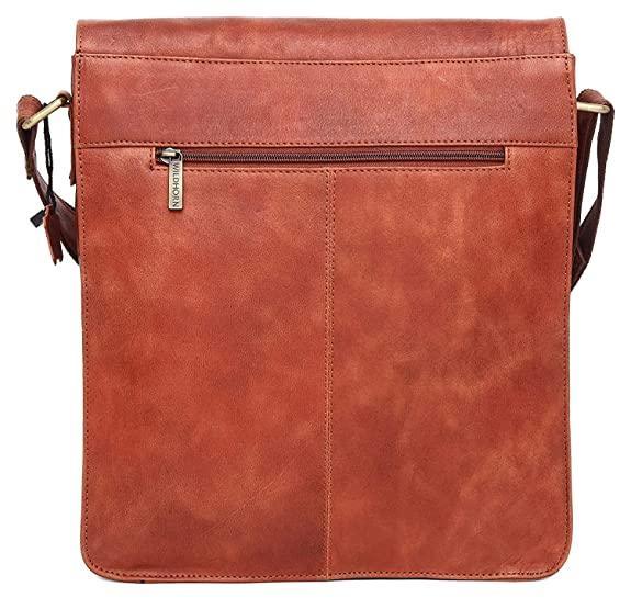 WILDHORN® Original Leather 11.5 inch Messenger Bag for Men I Multipurpose Bag I Office Bag I Travel Bag with Adjustable Strap DIMENTION : L-11.5 inch W-3 inch H-13.5 inch - WILDHORN