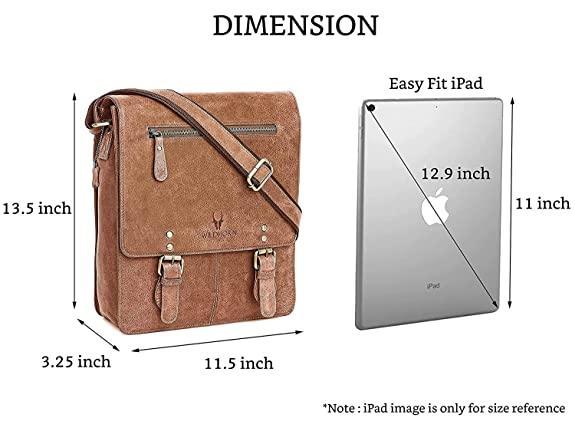 WILDHORN® Original Leather 11.5 inch Messenger Bag for Men I Multipurpose Bag I Office Bag I Travel Bag with Adjustable Strap DIMENTION : L-11.5 inch W-3 inch H-13.5 inch - WILDHORN