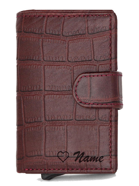 WildHorn® RFID Protected Custom Engraved Personalized High Quality Unisex Leather Card Holder for Gifting - WILDHORN