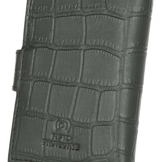 WildHorn® RFID Protected Unisex Genuine Leather Card Holder (Black Croco) - WILDHORN