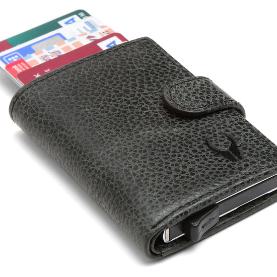 WildHorn® RFID Protected Unisex Genuine Leather Card Holder (Black) - WILDHORN