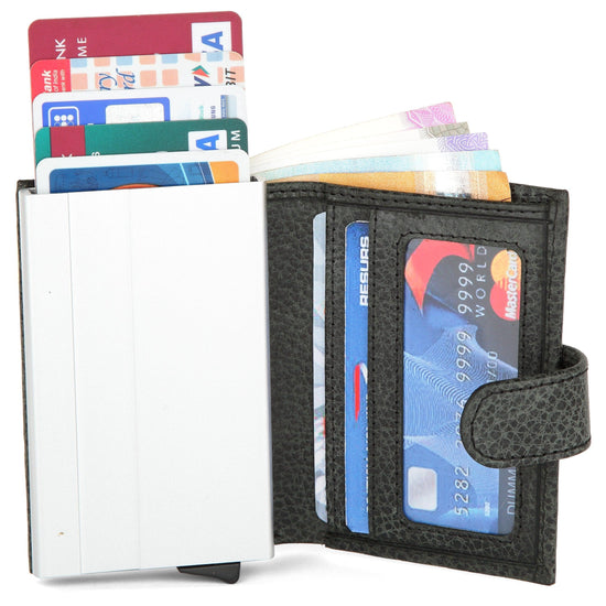 WildHorn® RFID Protected Unisex Genuine Leather Card Holder (Black) - WILDHORN
