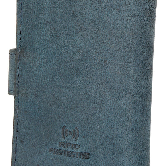 WildHorn® RFID Protected Unisex Genuine Leather Card Holder (Blue Hunter) - WILDHORN