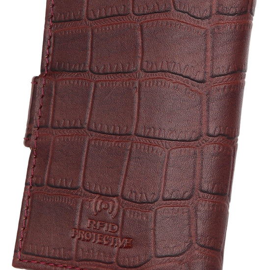 WildHorn® RFID Protected Unisex Genuine Leather Card Holder (Bombay Brown Croco) - WILDHORN