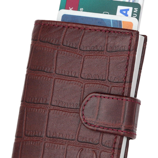 WildHorn® RFID Protected Unisex Genuine Leather Card Holder (Bombay Brown Croco) - WILDHORN