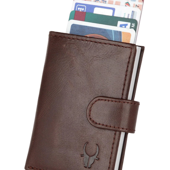 WildHorn® RFID Protected Unisex Genuine Leather Card Holder Crunch - WILDHORN