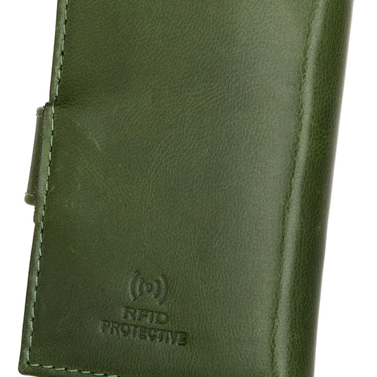 WildHorn® RFID Protected Unisex Genuine Leather Card Holder (Green Crunch) - WILDHORN