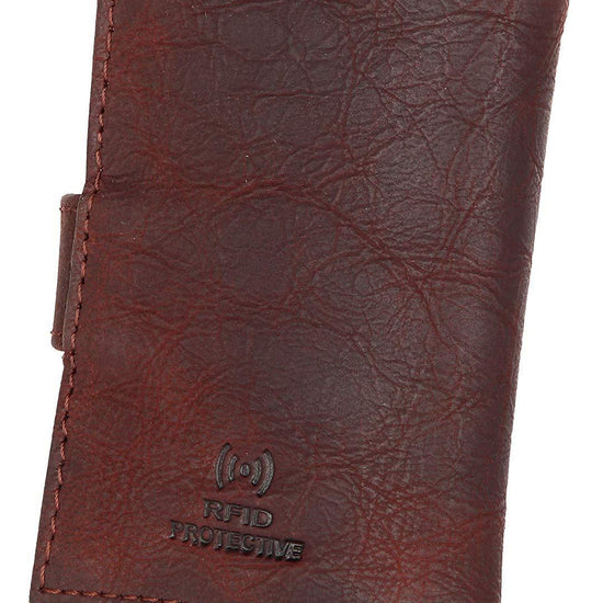 WildHorn® RFID Protected Unisex Genuine Leather Card Holder (Wine RED) - WILDHORN
