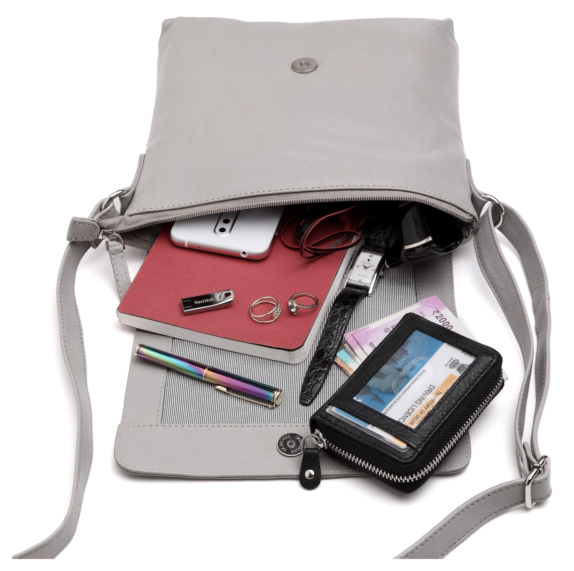 WildHorn® Upper Grain Genuine Leather Ladies Sling bag | Cross-body Bag with Adjustable Strap for Girls & Women. - WILDHORN