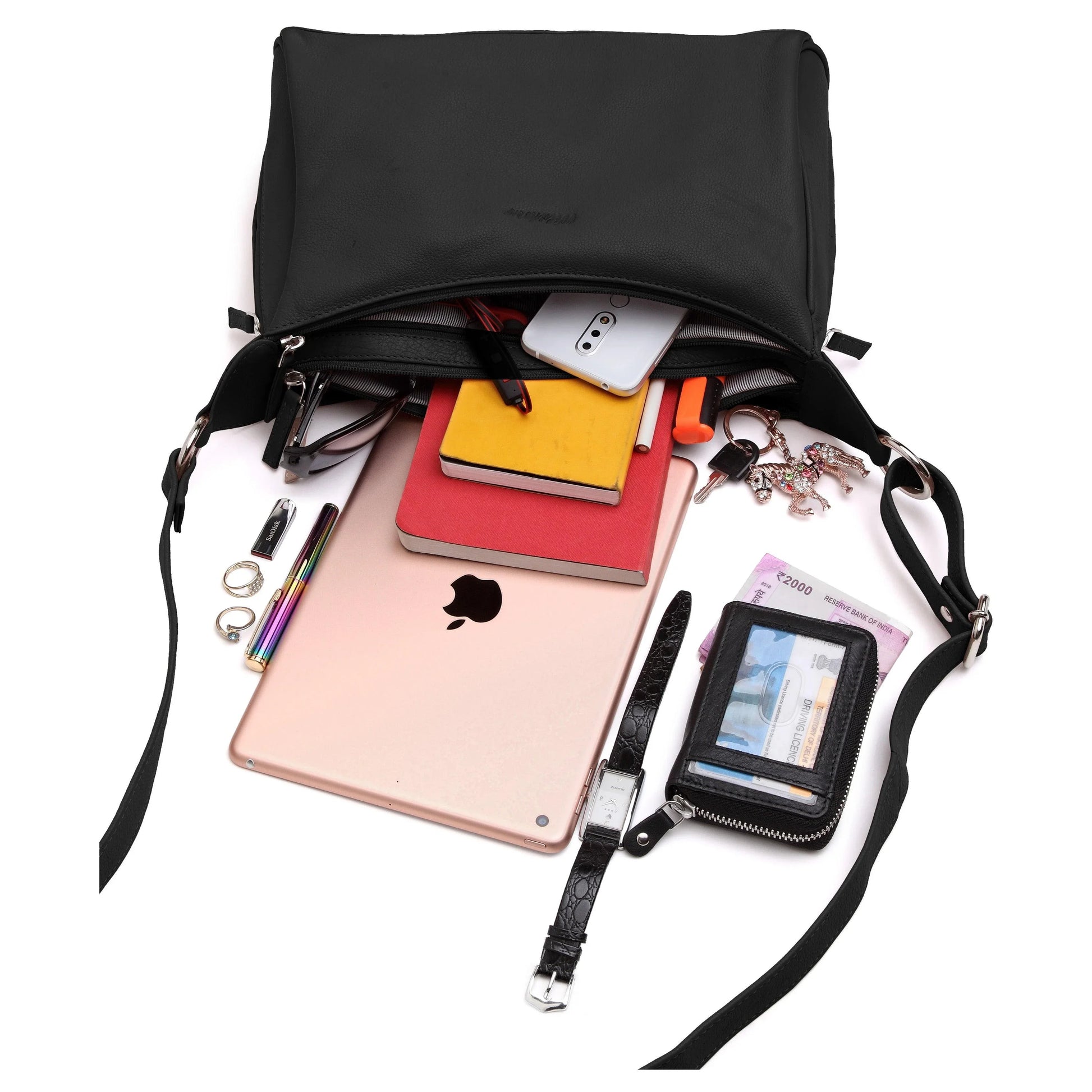 WildHorn® Upper Grain Genuine Leather Shoulder Bag | Cross body Bag With Adjustable Strap for Girls & Women. - WILDHORN