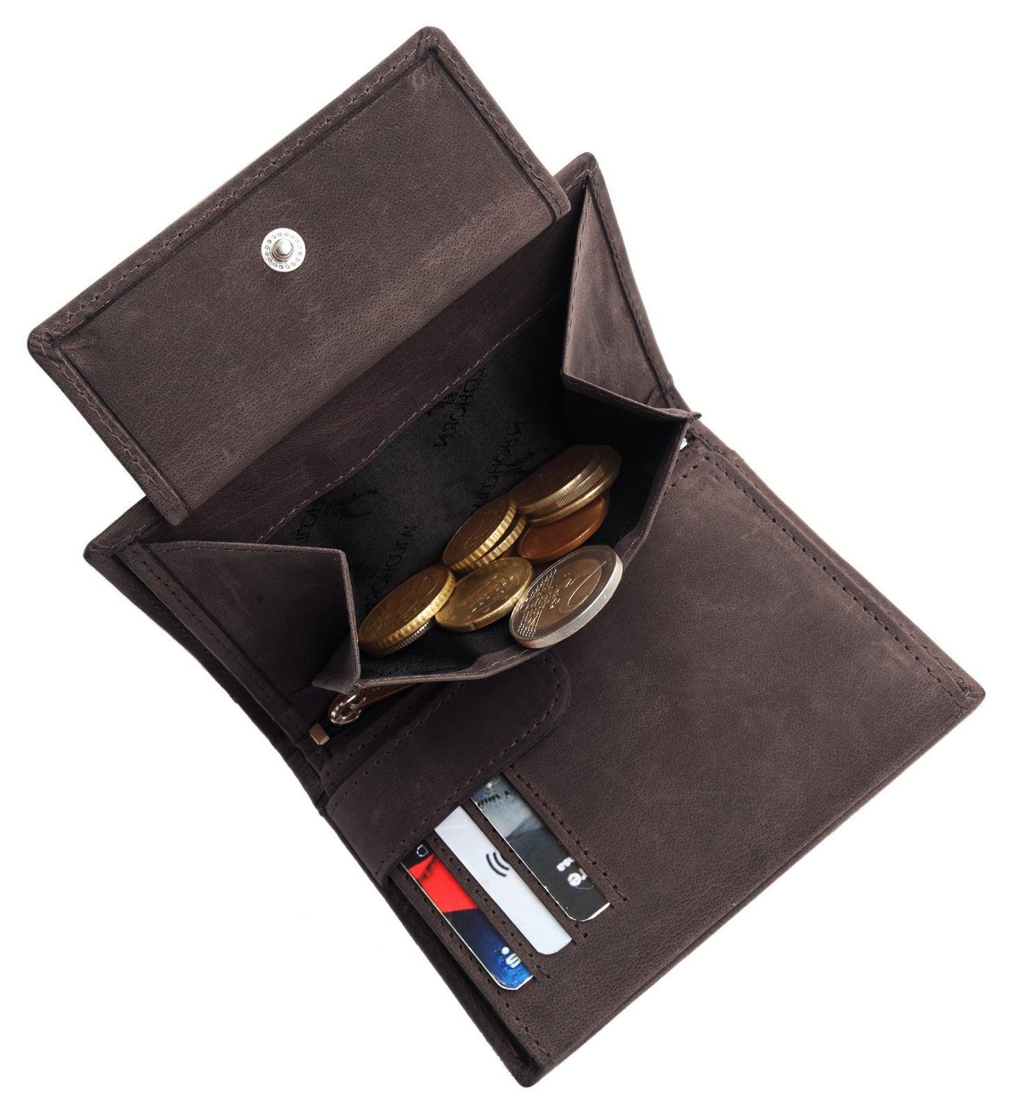 WILDHORN Top Grain Portrait Leather Wallet for Men | Ultra Strong Stitching | Handcrafted | RFID Blocking | 2 ID Slots | 11 Card Slots | Zip Compartment - WILDHORN