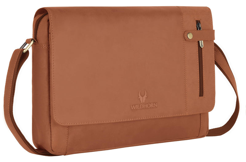 WildHorn Leather Messenger Bag for Men Office Bag for Men I Padded