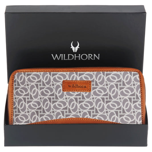 WildHorn Women's Canvas Wallet Clutch - Stylish, Spacious I Zip Around Wallet for Travel, Holds Cards, Phone, Cash
