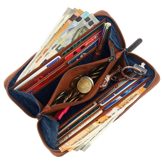 WildHorn Women's Canvas Wallet Clutch - Stylish, Spacious I Zip Around Wallet for Travel, Holds Cards, Phone, Cash