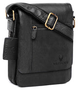 WildHorn® Leather 8.5 inch Sling Messenger Bag for Men I Multipurpose Crossbody Bag I Travel Bag with Adjustable Strap I IDIMENSION: L- 8.5inch H- 10.5inch W- 3inch