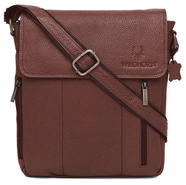 WILDHORN® Original Leather 11 inch Sling Messenger Bag for Men I Multipurpose Crossbody Bag I Travel Bag with Adjustable Strap I IDIMENSION: L- 10 inch H- 11 inch W- 3 inch