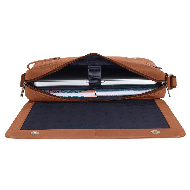 WildHorn Leather Messenger Bag for Men/Office Bag for Men I Padded Laptop Compartment with Adjustable Strap I DIMENSION : L-14 inch W-3 inch H-11 inch