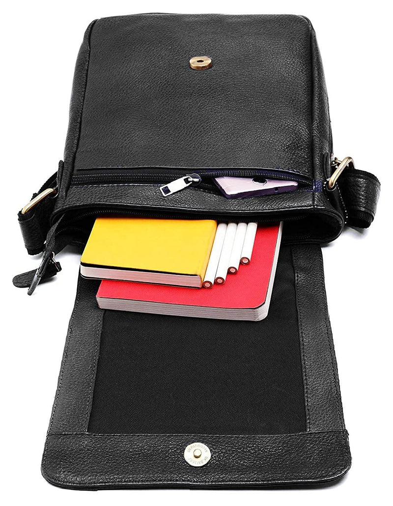 WildHorn® Leather 8.5 inch Sling Messenger Bag for Men I Multipurpose Crossbody Bag I Travel Bag with Adjustable Strap I IDIMENSION: L- 8.5inch H- 10.5inch W- 3inch
