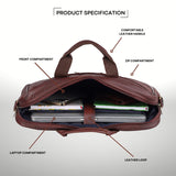 WildHorn Leather Laptop Bag for Men/Office Bag for Men | Fits Upto 15.6 Inch Laptop/MacBook | Laptop Messenger Bag/Leather Bag for Men I Dimension : L-16 inch W-3 inch H-12 inch