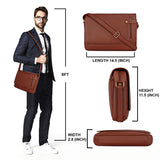 WildHorn Leather Messenger Bag for Men/Office Bag for Men I Padded Laptop Compartment with Adjustable Strap I DIMENSION : L-14 inch W-3 inch H-11 inch