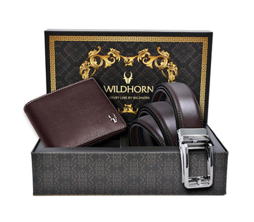 WildHorn® Premium Leather Wallet & Premium Auto Lock Belt for Men