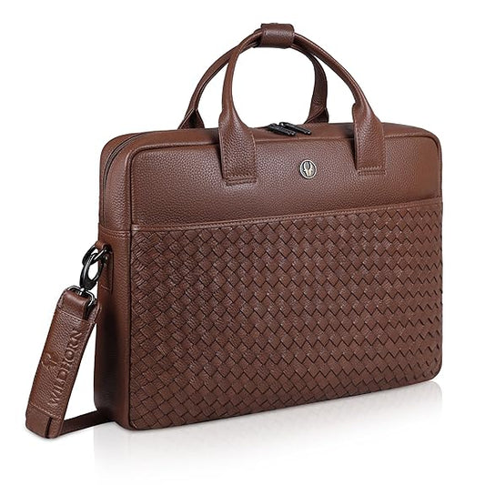 WildHorn Nero Weave Pro Leather Laptop Bag for Men