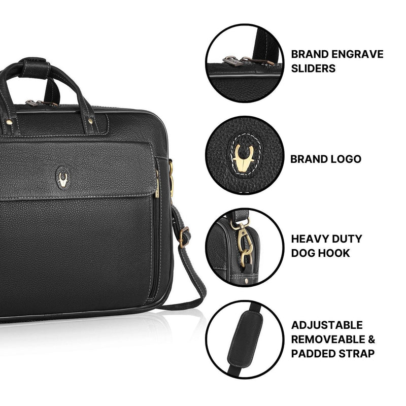 JEEP BULUO's High Quality Leather Business Briefcase for 14