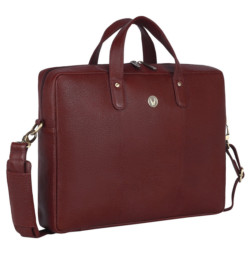 Classic Laptop Bag in Genuine Leather – Brown Bear