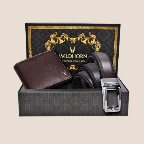 WildHorn® Premium Leather Wallet & Premium Auto Lock Belt for Men