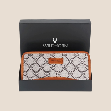 WildHorn Women's Canvas Wallet Clutch - Stylish, Spacious I Zip Around Wallet for Travel, Holds Cards, Phone, Cash