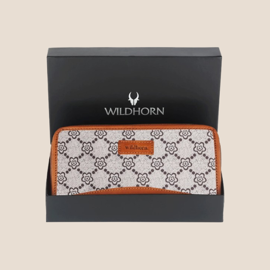 WildHorn Women's Canvas Wallet Clutch - Stylish, Spacious I Zip Around Wallet for Travel, Holds Cards, Phone, Cash