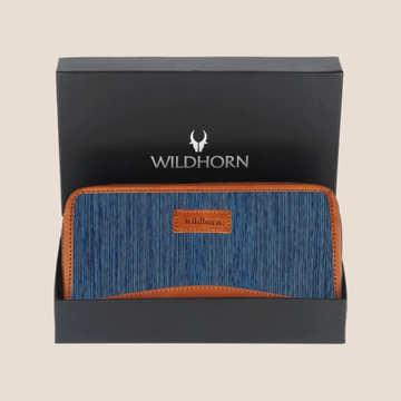 WildHorn Women's Canvas Wallet Clutch - Stylish, Spacious I Zip Around Wallet for Travel, Holds Cards, Phone, Cash