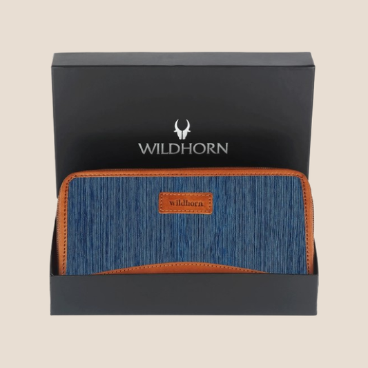 WildHorn Women's Canvas Wallet Clutch - Stylish, Spacious I Zip Around Wallet for Travel, Holds Cards, Phone, Cash