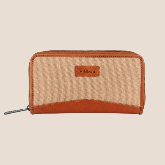 WildHorn Women's Canvas Wallet Clutch - Stylish, Spacious I Zip Around Wallet for Travel, Holds Cards, Phone, Cash.