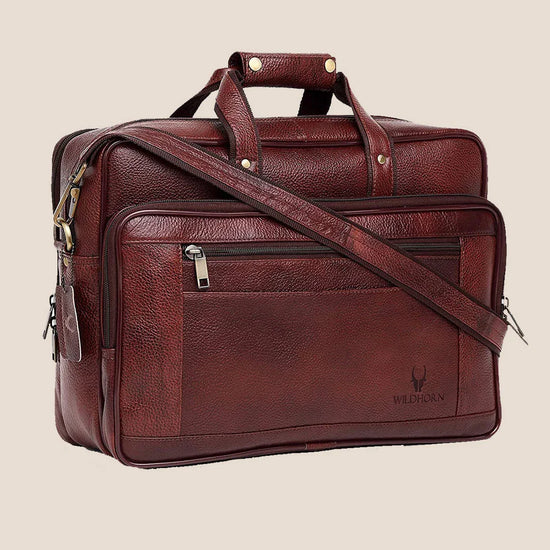 ALFORD Leather Laptop Messenger Bag for Men - WILDHORN