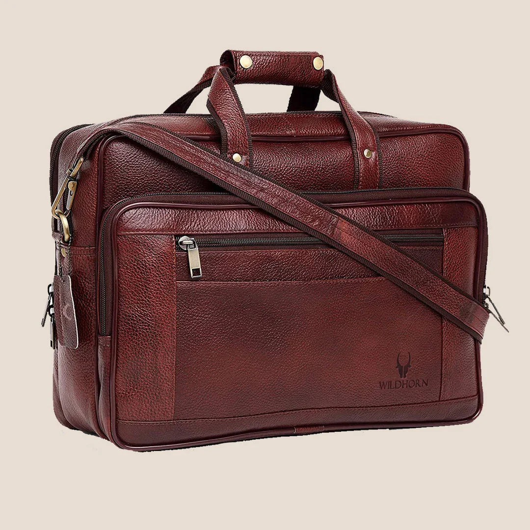 ALFORD Leather Laptop Messenger Bag for Men - WILDHORN