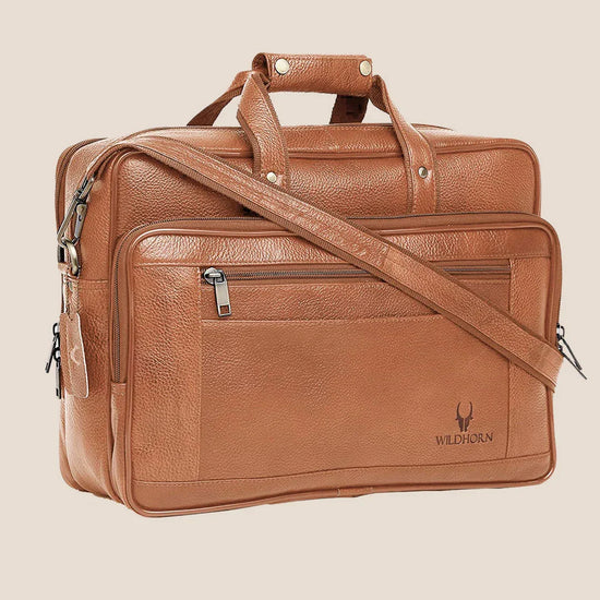 ALFORD Leather Laptop Messenger Bag for Men - WILDHORN