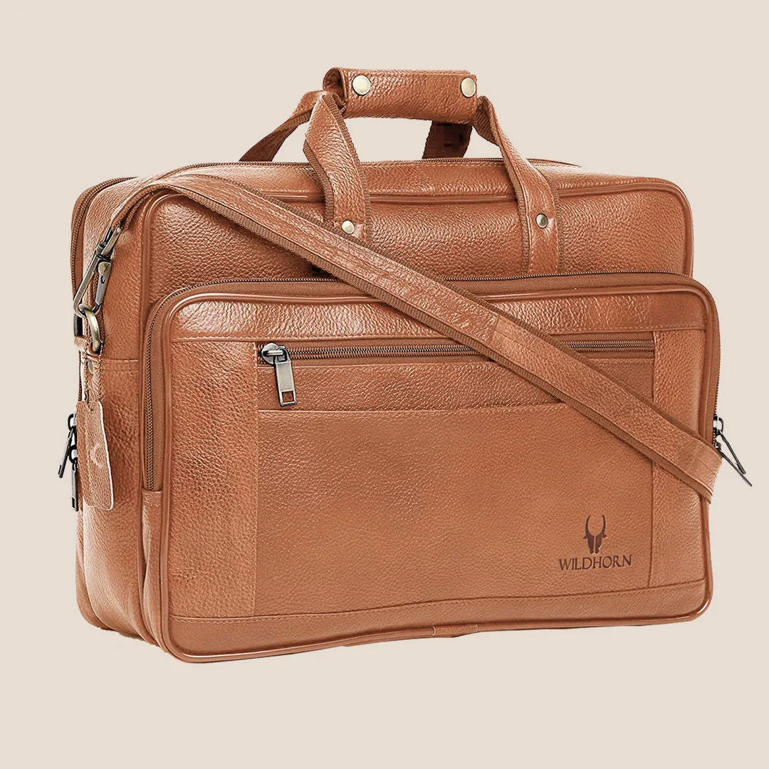 ALFORD Leather Laptop Messenger Bag for Men - WILDHORN