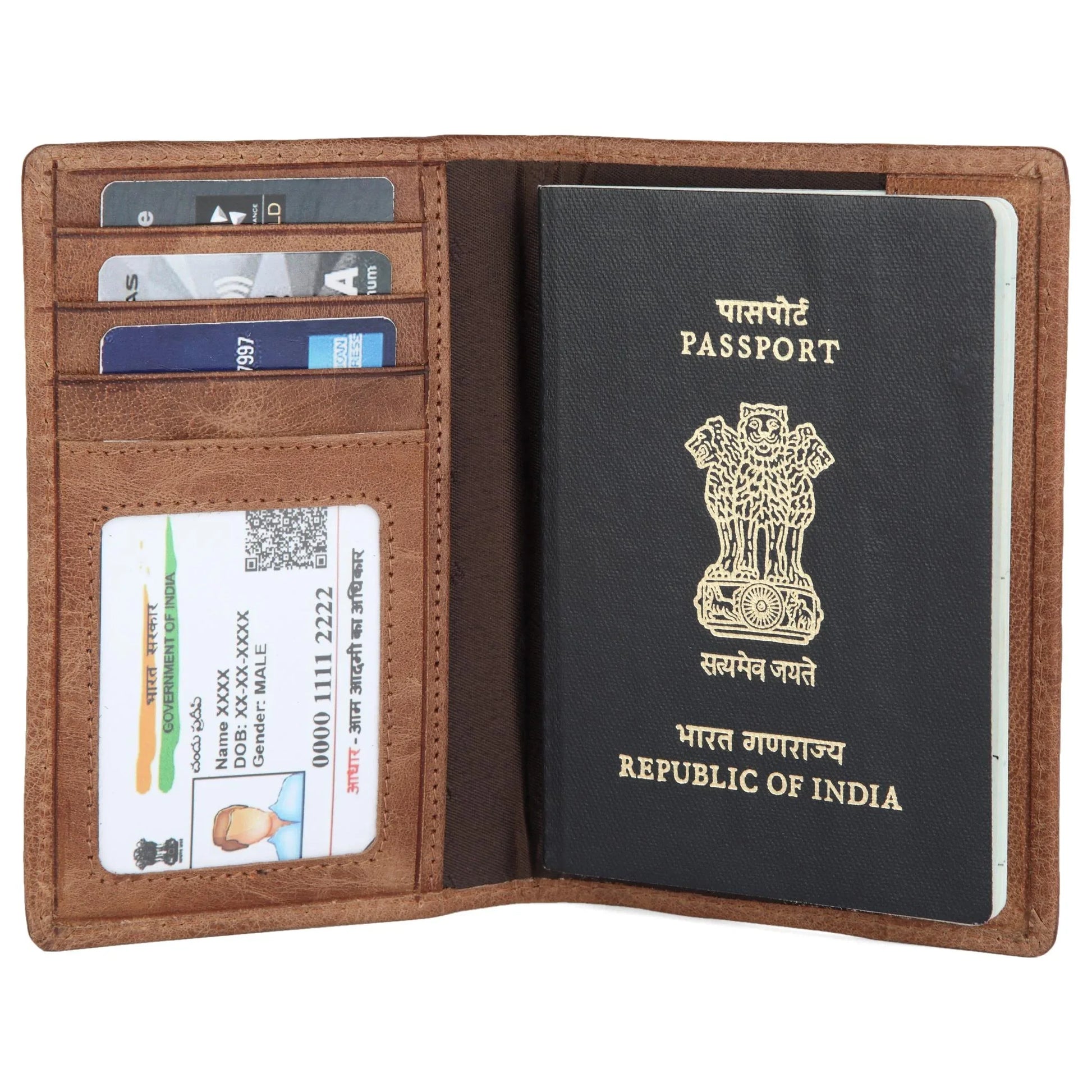 ARCHER RFID Protected Blue Saffiano Leather Passport Holder for Men & Women - WILDHORN