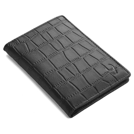 ARCHER RFID Protected Blue Saffiano Leather Passport Holder for Men & Women - WILDHORN