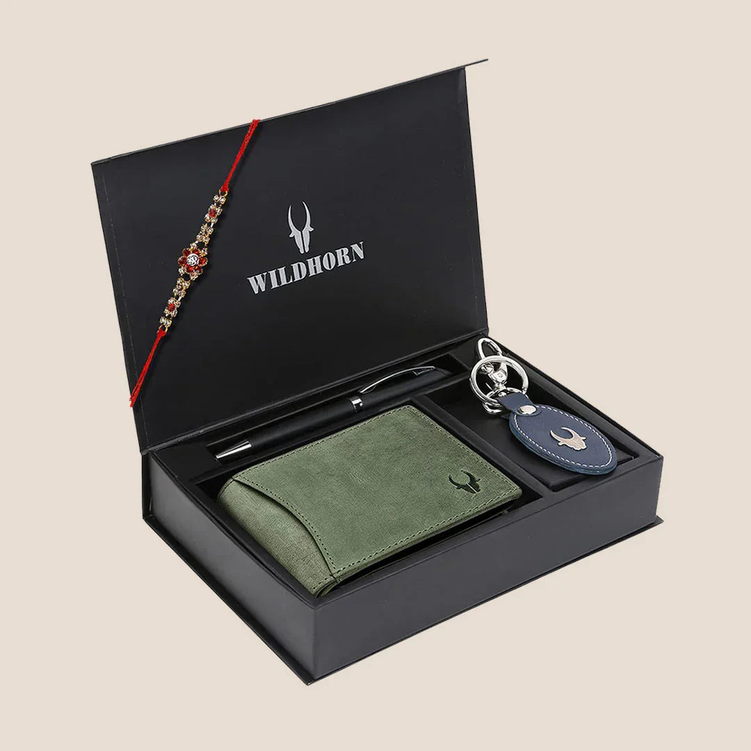 AVYAKTA Rakhi Gift Hamper for Men I Rakhi , Wallet & Keychain Combo - WILDHORN