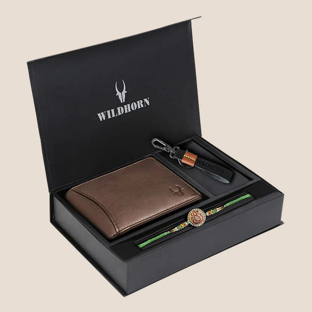 AVYAKTA Rakhi Gift Hamper for Men I Rakhi , Wallet & Keychain Combo - WILDHORN