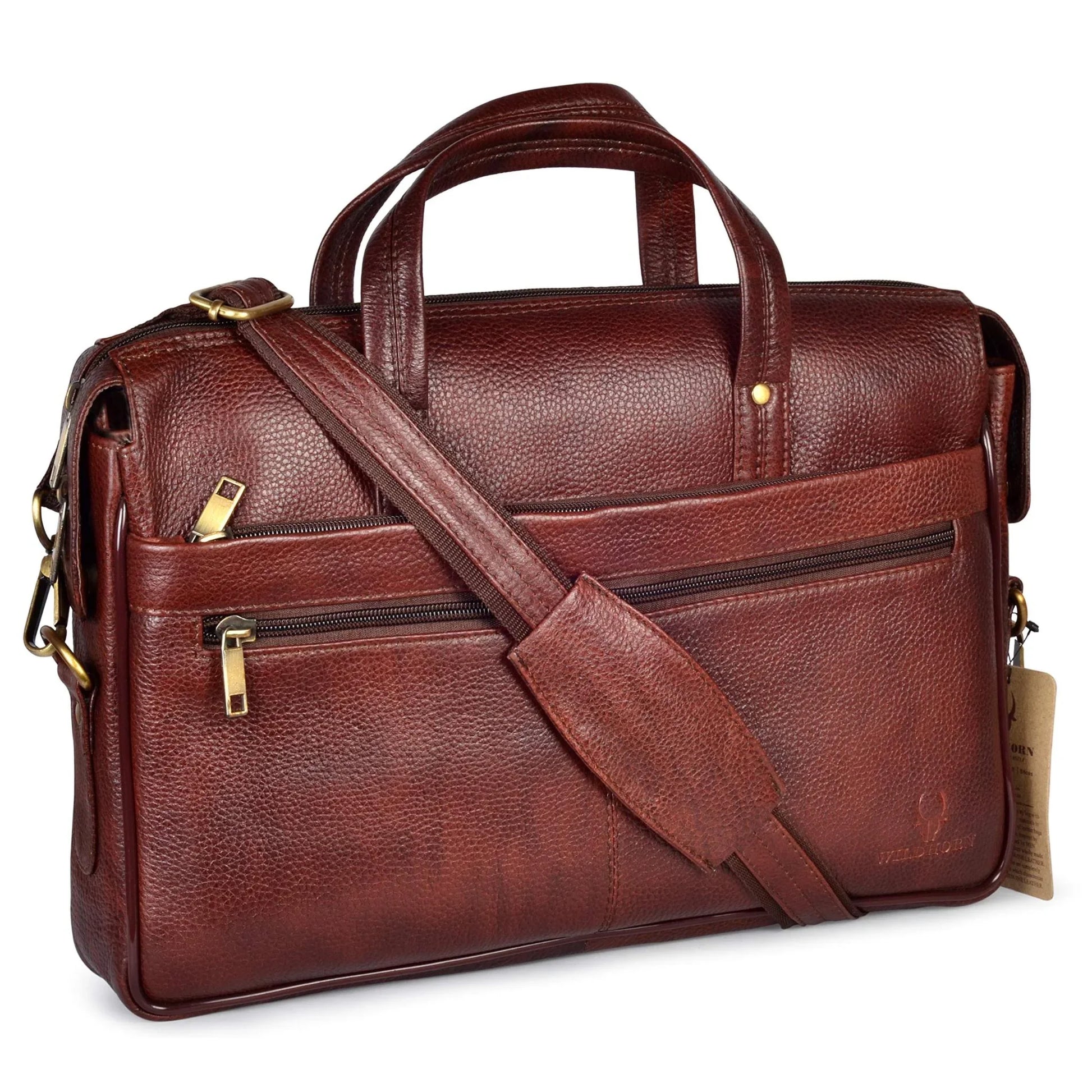 AXEL Leather Laptop Messenger Bag for Men - WILDHORN