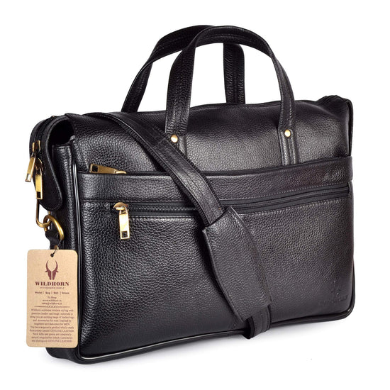 AXEL Leather Laptop Messenger Bag for Men - WILDHORN